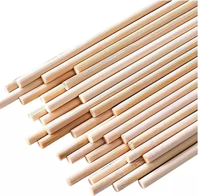 25PCS Dowel Rods Wood Sticks Wooden Dowel Rods - 1/4 X 12 Inch Bamboo Sticks - F • $9.53