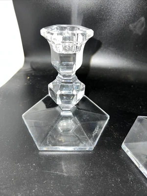 $40 • Buy Crystal Pair Val St Lambert  4” Candlesticks