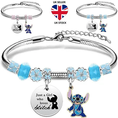 Cute Stitch Charm Bracelet Popular Lilo And Stitch Women Girl Jewellery Gift UK • £6.99