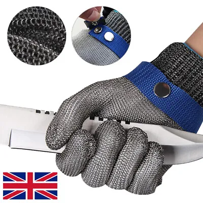 Safety Cut Gloves Proof Stab Resistant Stainless Steel Glove Metal Mesh Butcher • £8.95