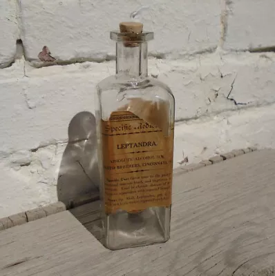 Antique Leptandra Empty Medicine Bottle Lloyd Brothers Cincinnati Paper Label • $9.95