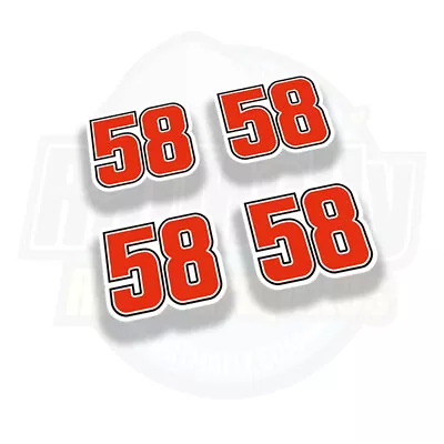 MARCO SIMONCELLI #58 RACE NUMBERS STICKERS DECALS GRAPHICS X4 SMALL TAG • $12.36