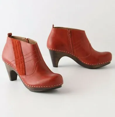 $79.99 • Buy Anthropologie Cider Press Clogs Schuler & Sons Shoes Red Booties Ankle Boot 9