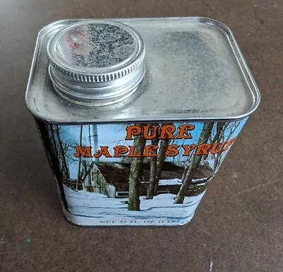 SALE!  Vtg 1984 VERMONT Maple Syrup Metal Tin 16 Fl Oz. EMPTY New England Winter • $7