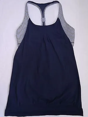 $49 • Buy LULULEMON Inkwell Blue And Gingham Practice Freely Tank Size 10 WORN ONCE