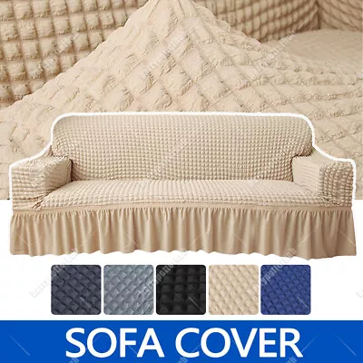 $4.99 • Buy 1/2/3 Seater 3D Bubble High Stretch Lounge Sofa Covers Slipcover Couch Protector