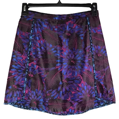 Embroidered Jacquard Brocade Tapestry Skirt Floral SZ 4 28X18 Purple Blue J.Crew • $15