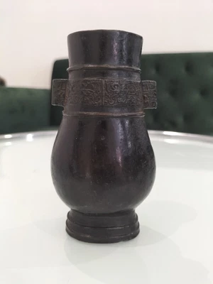 £450 • Buy Antique Chinese Bronze Flattened Pear Shaped Vase Hu. 17th Century Ming Dynasty 