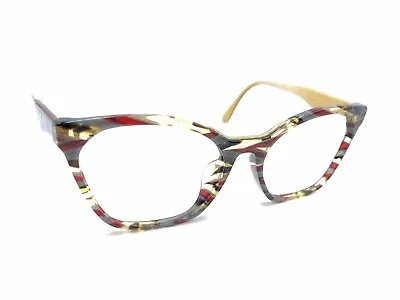 Prada VPR 09U-F TH6-1O1 Burgundy Gray Yellow Eyeglasses Frames 54-18 140 Italy • $74.99