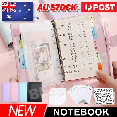 A6 Leather Notebook Binder Budget Planner Organizer PU Cover Cash Pockets Sheets • $12.85