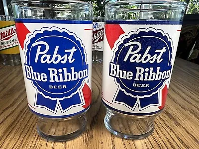 2 Vintage 1970’s Pabst Blue Ribbon Beer Glasses 12oz. • $15