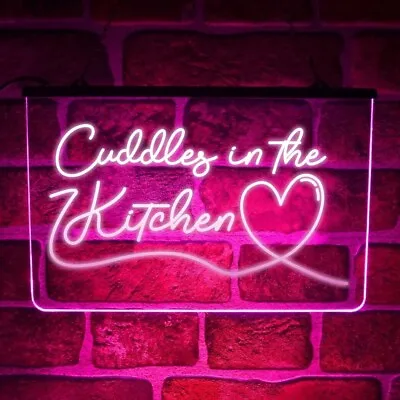 Cuddles In The Kitchen LED Light Up Sign | Neon Style Wall Quote Décor For Home • £24.99