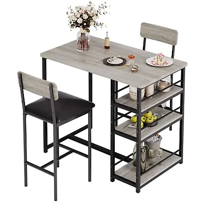 Dining Table Set With 2 Hight Chairs Bar Stools Dinette For Small Space Kitchen • $109.99