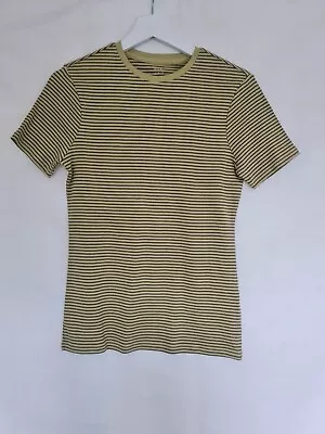 $12.69 • Buy John Lewis T Shirt Size 8 Olive Beige Stripe Cotton Short Sleeve Crew Neck BNWT