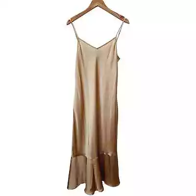 Lattelier Slip Cami Midi Dress In Light Camel Mermaid Hemline Women's Size L • $55