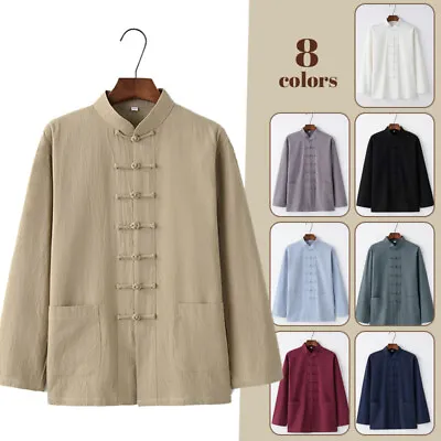 Men's Chinese Tang Coat Kung Fu Tai Chi Jacket Cotton Blends Uniform Traditional • $24.73
