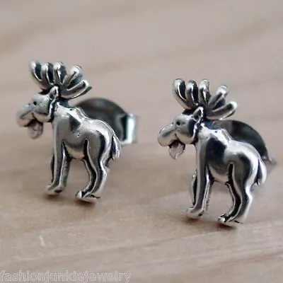 Moose Earrings - Sterling Silver Post Earrings - Moose Elk Jewelry Canada • $16