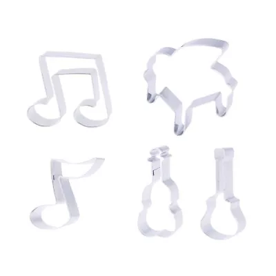  5 Pcs Stainless Steel Cookie Cutters Creative Musical Instrument Note Cutting • $10.55