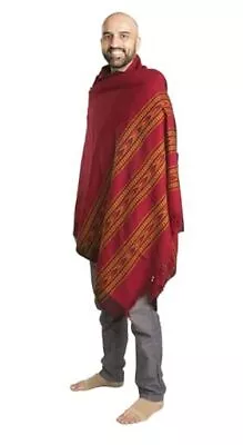 Meditation Or Prayer Shawl Or Plain Blanket Wool Shawl/Wrap Oversize Red • $60.50