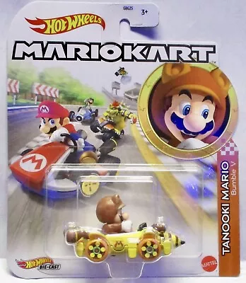 2023 Hot Wheels Mario Kart J Case Tanooki Mario Bumble V Yellow Combined Ship • $7.99