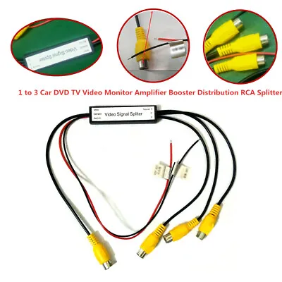 $13.99 • Buy 1 To 3 Car DVD Video Monitor Amplifier Booster Distribution RCA Splitter System
