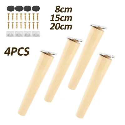 $16.43 • Buy 4x Wooden Furniture Legs Tapered Feet For Sofa Table Chair Stool 8-25cm M8 ↕