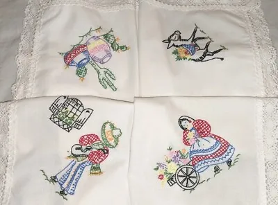 Vintage Embroidered Tablecloth/Table Scarf Mexican Village Folk Art Themed 37x37 • $20