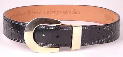 ARIAT-Full Grain Leather Belt-Size 28-Black-Western Stitch-Metal Buckle • $26.99