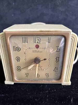 Vintage Art Deco Telechron White Electric Alarm Clock Works Model  7 H135 • $15