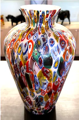 Murano Hand Blown Glass Vase Italian Decorative Venetian Vases  Amphora Murrine • $1121.52