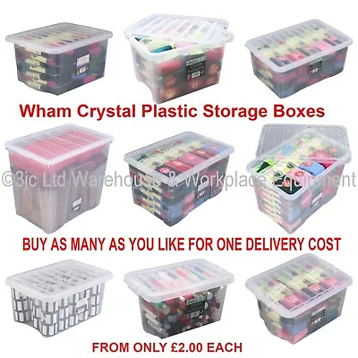 NEW British Made Clear Plastic Storage Box Boxes With Lids CHOICE OF 17 SIZES • £11.57