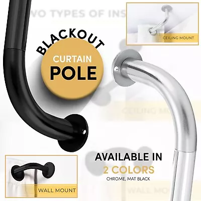 Blackout Extendable Metal Curtain Pole 28mm Rod Includes Rings Fittings Brackets • £23.99