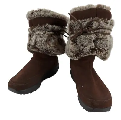 Skechers Shape Ups Faux Fur Lined Winter Boots Size 10 Brown Leather 24874 • $85