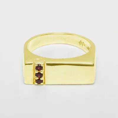 14ct Yellow Gold Natural Garnet Mens Band Ring - Sizes N To Z • $1564.87