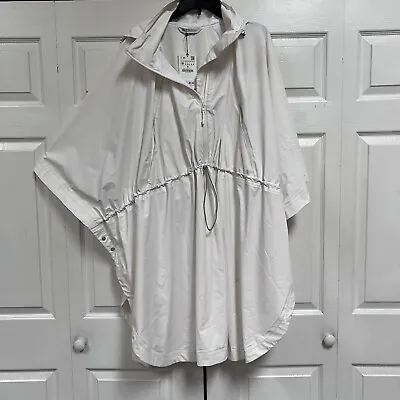 Zara Water Repellent Hooded Rain Cape White Coat One Size Poncho New • $62