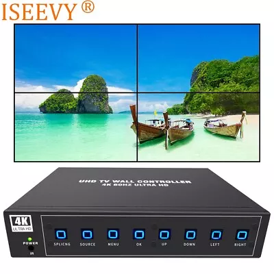 UHD 4K Video Wall Controller 2x2 1x4 1x3 Max 4K60 HDMI DP Inputs For 4 TV Splice • $269