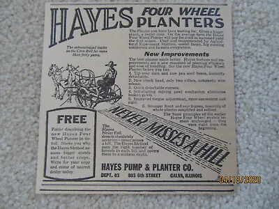 Hayes 4-Wheel Horse Drawn Planter Pump And Planter Company Galva IL • $6