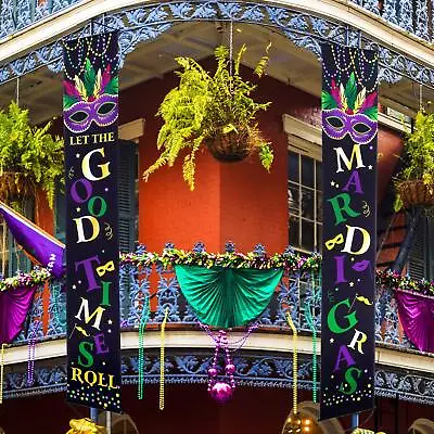 Mardi Gras Decoration Set Mardi Gras Porch Sign Welcome Banner Mardi Gras Hangin • $12.15