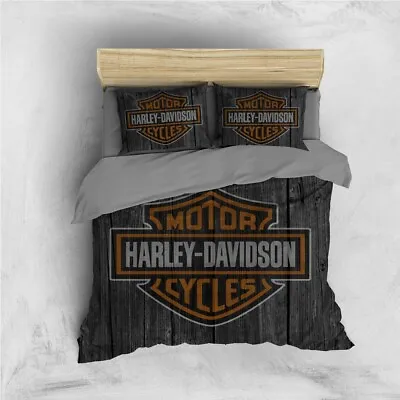Duvet Doona Quilt Cover Set Single Double Queen King Size Harley Davidson Wood  • $52.99