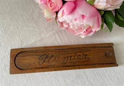 £16.99 • Buy Vintage French Wooden Pencil Box School Pencil Case - 3