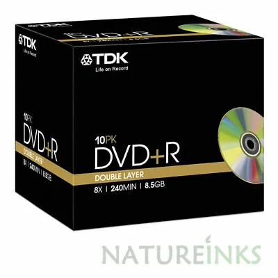 £39.99 • Buy 50 Genuine TDK DVD+R DL Dual Double Layer 8.5GB Disc 8x 240 Mins T19544 CMC D03