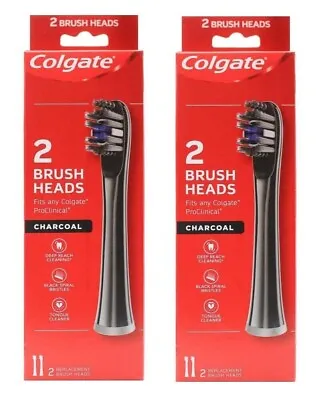 4 X COLGATE REPLACEMENT BRUSH HEADS CHARCOAL For  Electric Toothbrush (2 X PK2) • $29.48