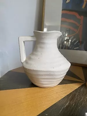 £28 • Buy Vintage Handmade Studio Pottery White Matte Glazed Unusual Small Water Jug/vase