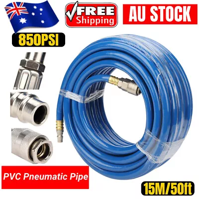 15M Flexible Pneumatic PVC Hose With Quick Connector For Air Compressor 850PSI • $42.05