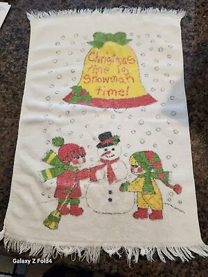 Vintage Christmas Towel Unique USA Christmas Time Is Snowman Time • $10