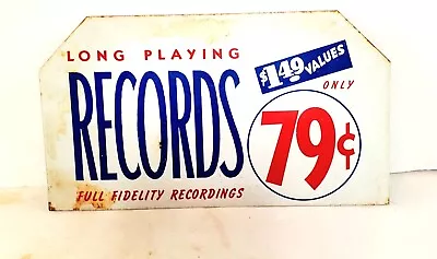 Vintage Long Playing Records Metal Store Display Sign • $25