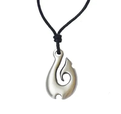 Pewter Maori Symbol On Adjustable 2mm Waxed Cotton Necklace • $9.94
