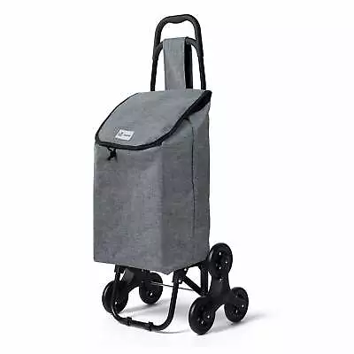 VOUNOT 6 Wheels Shopping Trolley Folding Stair Climbing Cart 32L Oxford Grey • £27.99