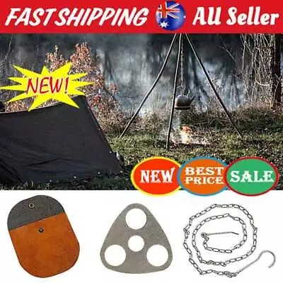 Outdoor Camping Tripod Portable Cooking Campfire Pot Holder Hook Picnic AL • $15.94