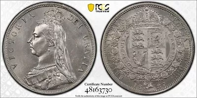 1887 Great Britain 1/2 Crown PCGS MS62 Lot#G7011 Silver! Nice UNC! S-3924 • $250